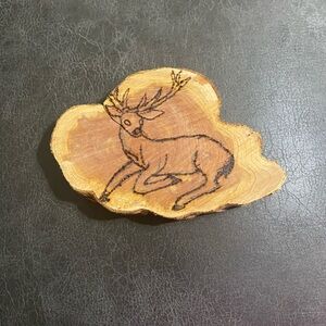 Natural cypress deer wood burning handmade